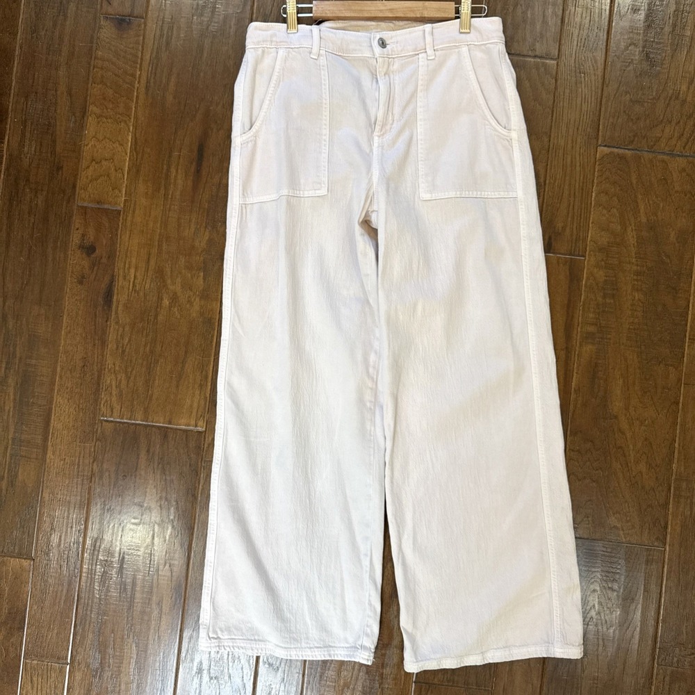 American Eagle Super High Rise Baggy Wide Leg Women's 10 Pink Denim Patch Pocket